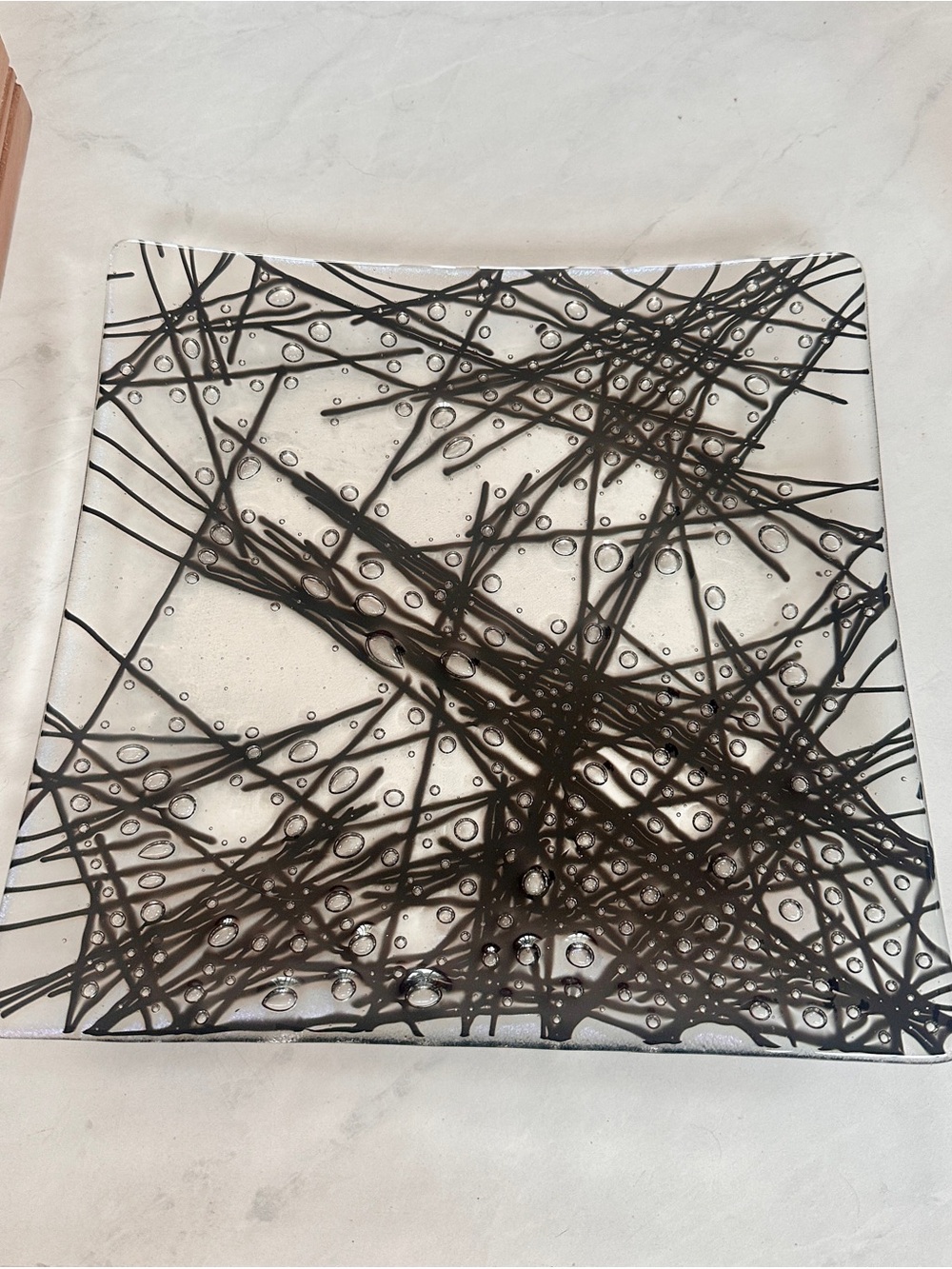 Signed Kurt McVay handmade glass dish